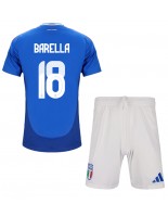 Itálie Nicolo Barella #18 Domácí dres pro děti ME 2024 Krátký Rukáv (+ trenýrky)